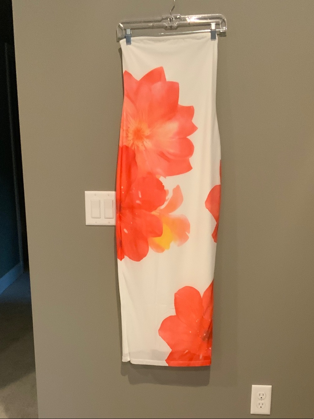 Floral White Maxi Dress with Coral Bloom